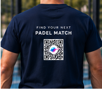 Navy shirt worn on court, showing the back artwork