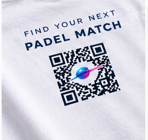 Find your next padel match back print with QR artwork